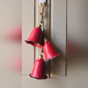 Farmhouse Metal Red Hanging Bells